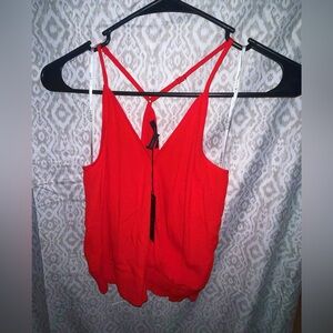 Bobi Los Angeles Womens Red Strappy Back Tank Top - V Neck Cami | Date Night Top